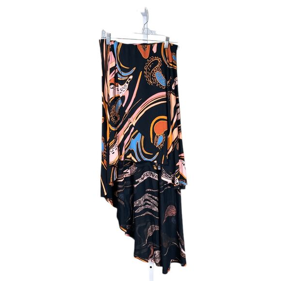 We The Free People Women's Skirt Abstract Boho Beach Hippie Asymmetrical Maxi PS - Picture 1 of 8